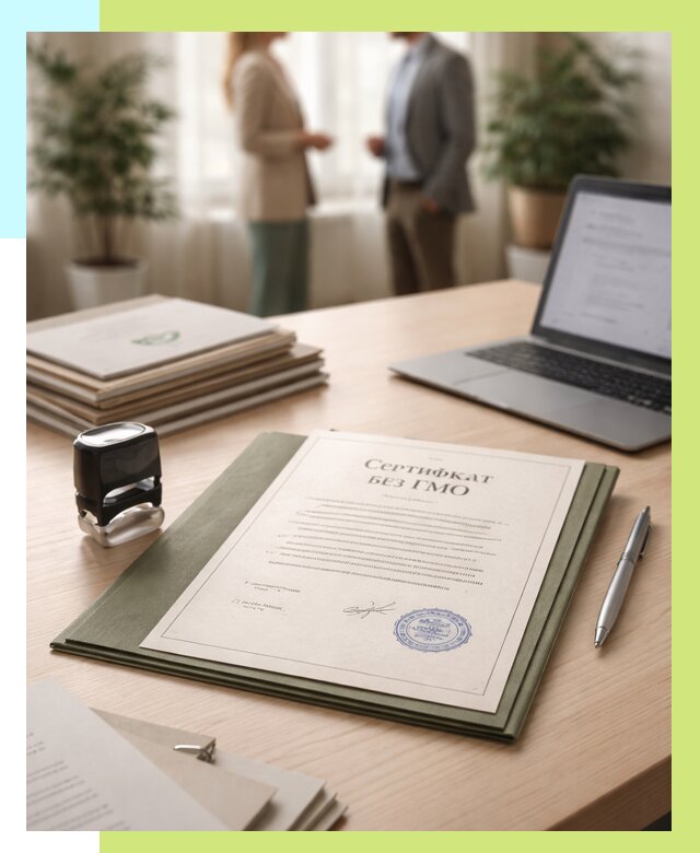 Сертификат без ГМО в Балахне от 7836 р. оформить срочно Алешин-Блх